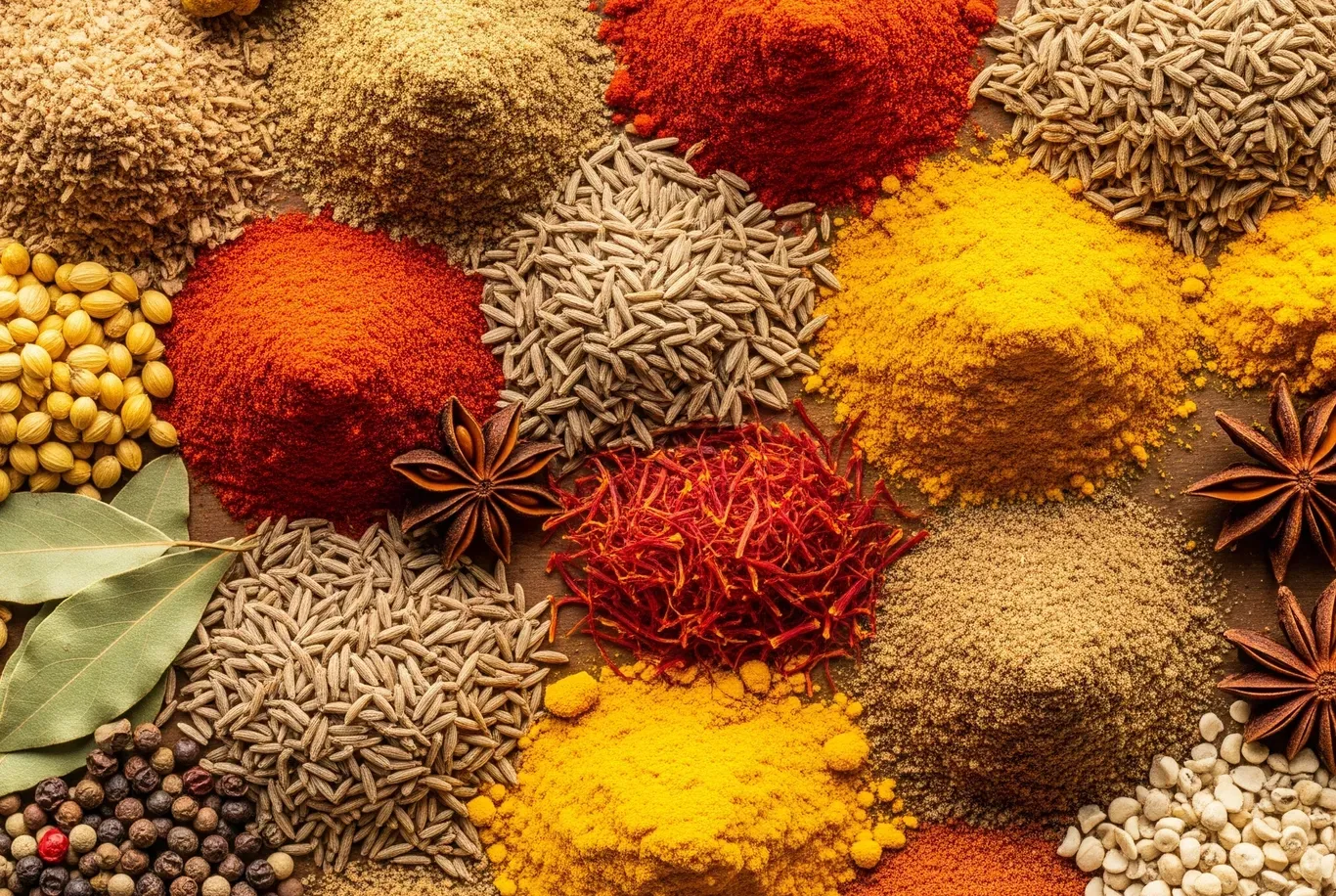 Vibrant assorted Indian spices