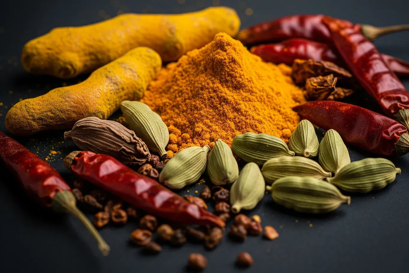 Close-up of traditional Indian spices
