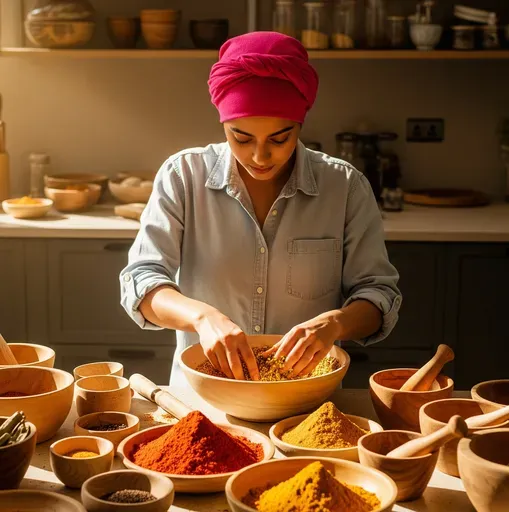 Spices being prepared